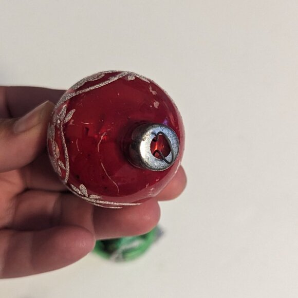 Vintage Mercury Glass Stenciled Snowflake Christmas Holiday Ornament Glitter - Picture 6 of 8